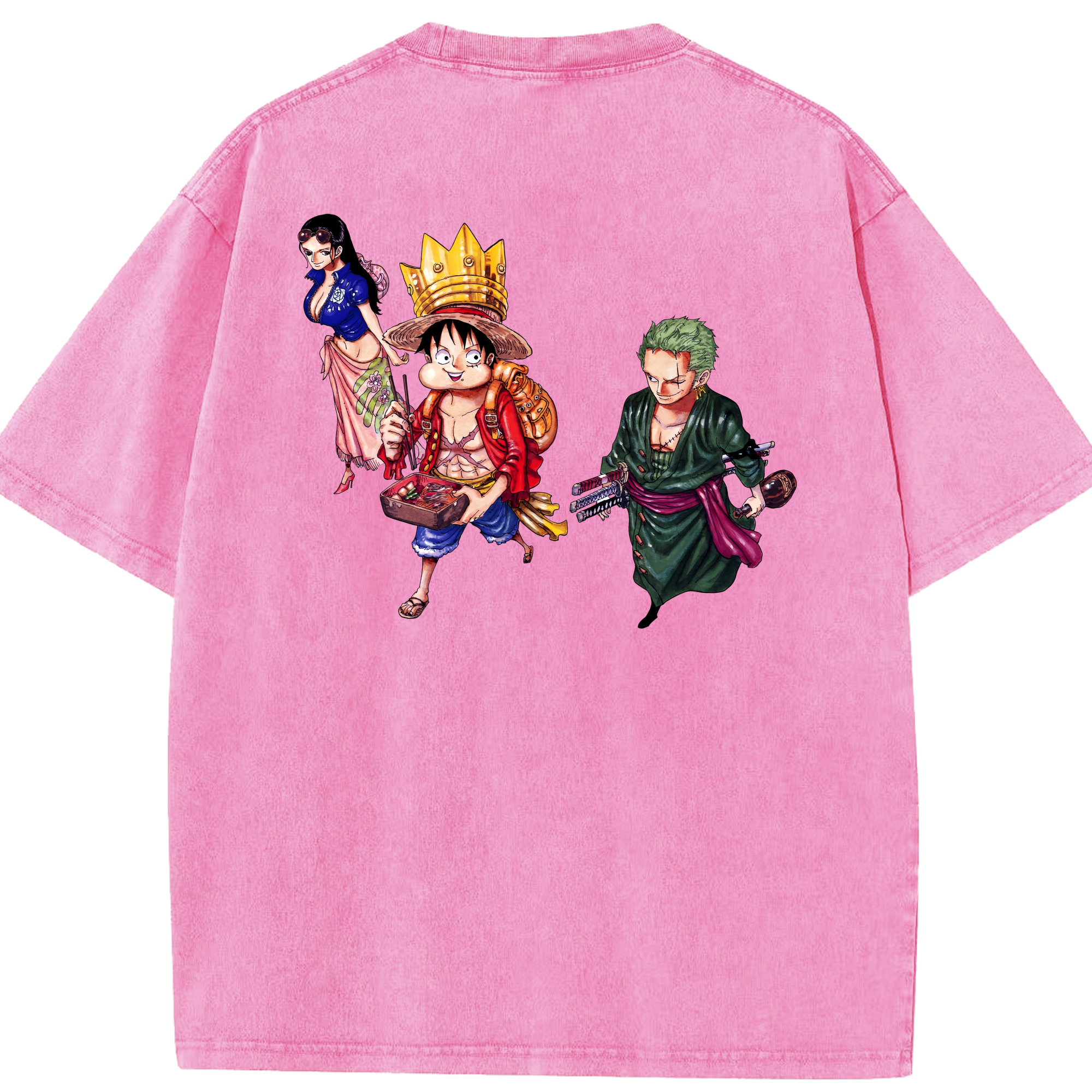 ワンピース モンキー・D・ルフィ ONE PIECE Monkey D. Luffy 綿100% ヴィンテージ風 半袖Tシャツ（背面プリント）